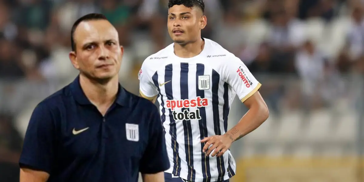 Alejandro Restrepo serio y Jeriel De Santis con camiseta de Alianza Lima 