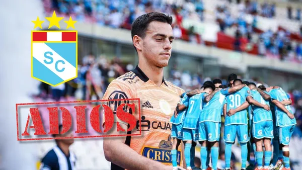 Alejandro Duarte y debajo jugadores de Sporting Cristal abrazados