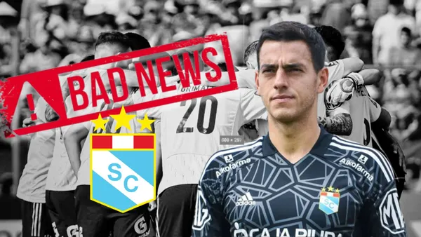Alejandro Duarte y detrás jugadores de Sporting Cristal en un fondo blanco y negro