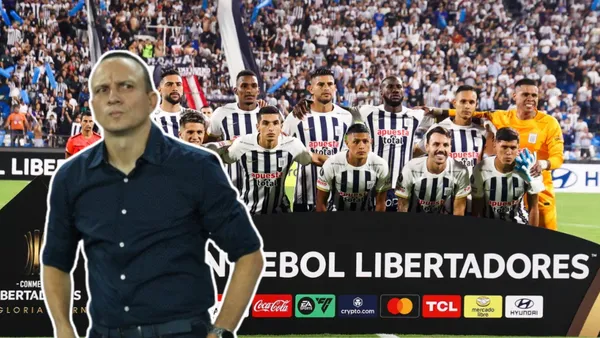 Alejandro Restrepo mirando serio y el plantel de Alianza Lima