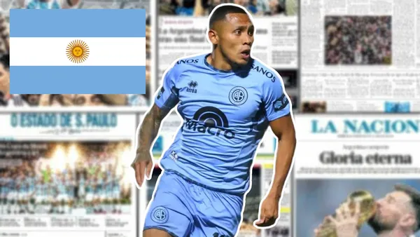 Bryan Reyna con camiseta de Belgrano