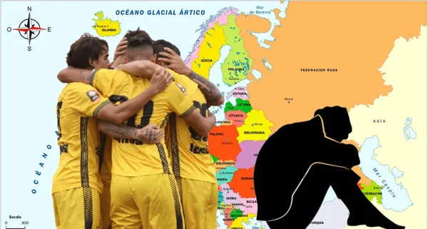 Cantolao celebrando, de fondo el mapa del continente europeo. FOTO: Del Mundo