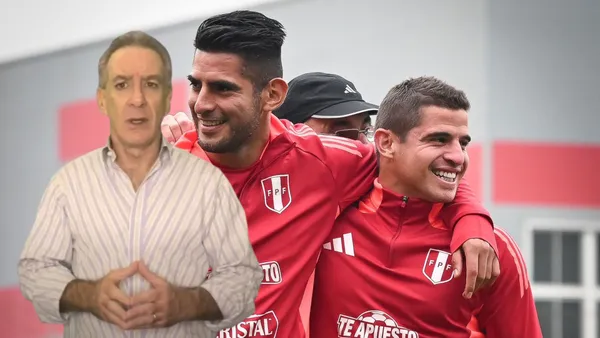 Carlos Zambrano y Aldo Corzo abrazados en Videna, delante de ellos Eddie Fleischman