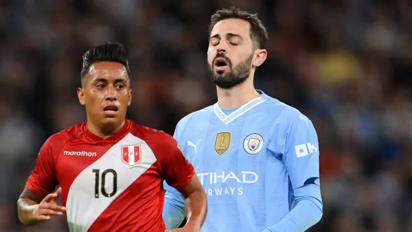 Christian Cueva con la Selección Peruana y Bernardo Silva lamentándose