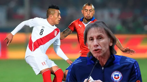 Christian Cueva - Ricardo Gareca - Arturo Vidal (Foto: Conmebol)