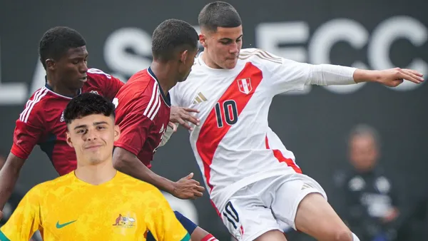 Felipe Chávez con la Selección Peruana y Alexander Robertson con la de Australia (Foto: Selección Peruana)