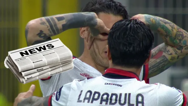 Gianluca Lapadula festejando el gol contra el Inter de Milán