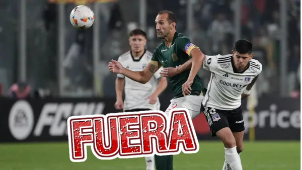 Hernán Barcos peleando la pelota con un jugador de Colo Colo
