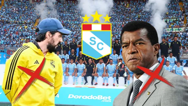 Jorge Cazulo, Julio César Uribe y detrás el plantel completo de Sporting Cristal 2024