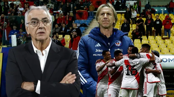 Jorge Fossati, al lado Ricardo Gareca, debajo los jugadores de la Selección Peruana. FOTO: Tnt Sports