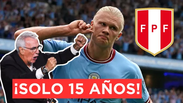 Jorge Fossati celebrando y Haaland se pone el dedo en la oreja