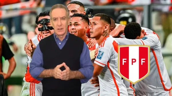 Jugadores de la Selección Peruana abrazados y delante Eddie Fleischman