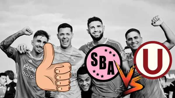 Jugadores de Sporting Cristal de blanco y negro en el fondo