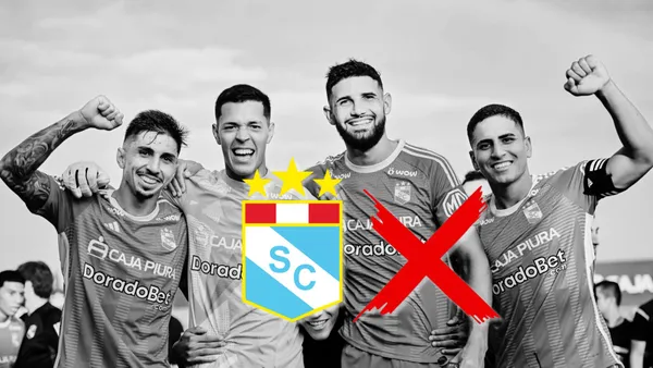 Jugadores de Sporting Cristal en un fondo blanco y negro