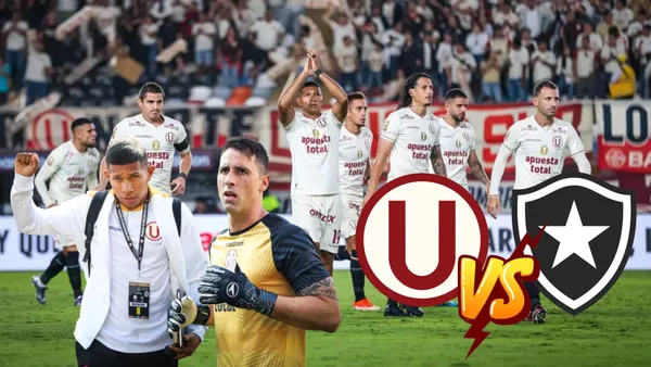 Jugadores de Universitario de Deportes saludando a sus hinchas y debajo Flores junto a Britos