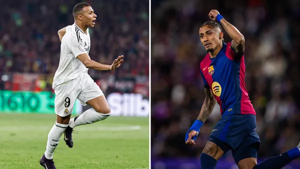 Kylian Mbappé y Raphinha (Foto: Real Madrid y Barcelona).
