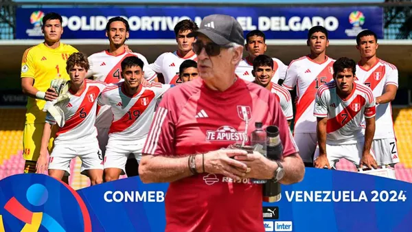 La Bicolor Sub-23 en el Preolímpico 2024 y delante de ellos Jorge Fossati
