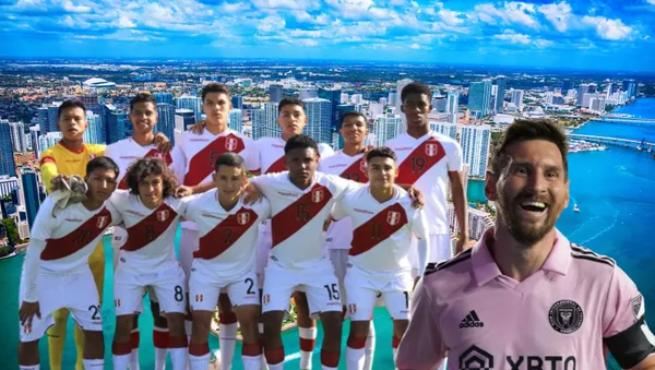 La Selección Peruana juvenil, al lado Lionel Messi.