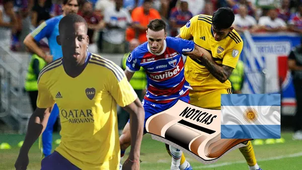 Luis Advíncula observando una jugada de duelo entre Fortaleza vs Boca Juniors