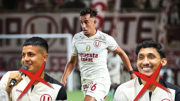 Martín Pérez Guedes jugado para Universitario de Deportes, debajo Jairo Concha y Christofer Gonzáles