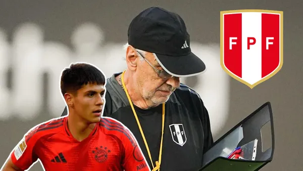 Matteo Pérez en Bayern Múnich y Jorge Fossati viendo sus apuntes (Foto: Selección Peruana)