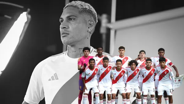 Paolo Guerrero serio y Selección Peruana Sub 17 (Foto: Selección Peruana)
