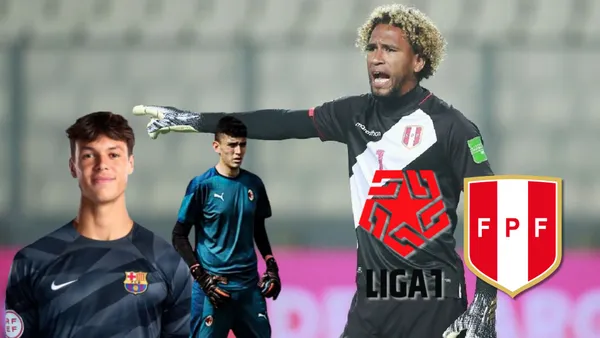 Pedro Gallese con la camiseta bicolor, al lado Diego Kochen y Paolo Doneda