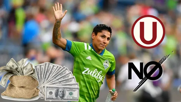 Rául Ruidíaz vistiendo la camiseta del Seattle Sounders y a la vez saludando