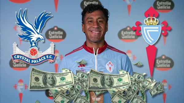 Renato Tapia en el Celta de Vigo al lado de billetes que representan su salario