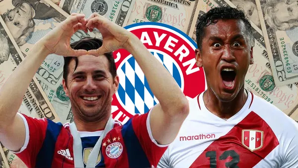 Renato Tapia gritando y Claudio Pizarro haciendo un corazón