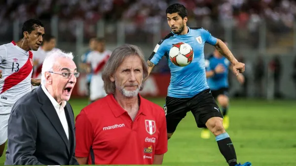 Renato Tapia, Luis Suárez, Jorge Fossati y Ricardo Gareca (Foto: Andina)