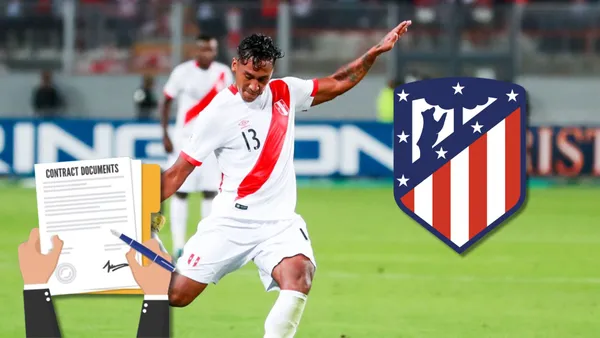 Renato Tapia vistiendo la camiseta bicolor en un partido de Eliminatoria Sudamericana