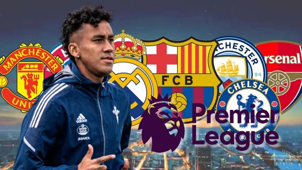 Renato Tapia y de fondo los clubes más importantes del viejo continente