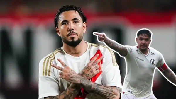Sergio Peña celebrando y Juan Vargas apuntándolo