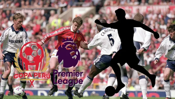 Una acción de juego entre Manchester United vs Tottenham en la temporada 2000/2001