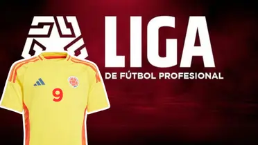Camiseta de la Selección Colombia y logo de la Liga 1 de Perú