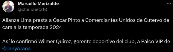 Óscar Pinto no sigue en Alianza Lima