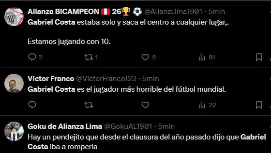 Hinchas furiosos con Gabriel Costa