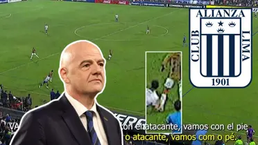 Gianni Infantino serio y Alianza Lima vs Colo Colo (Foto: Captura) 