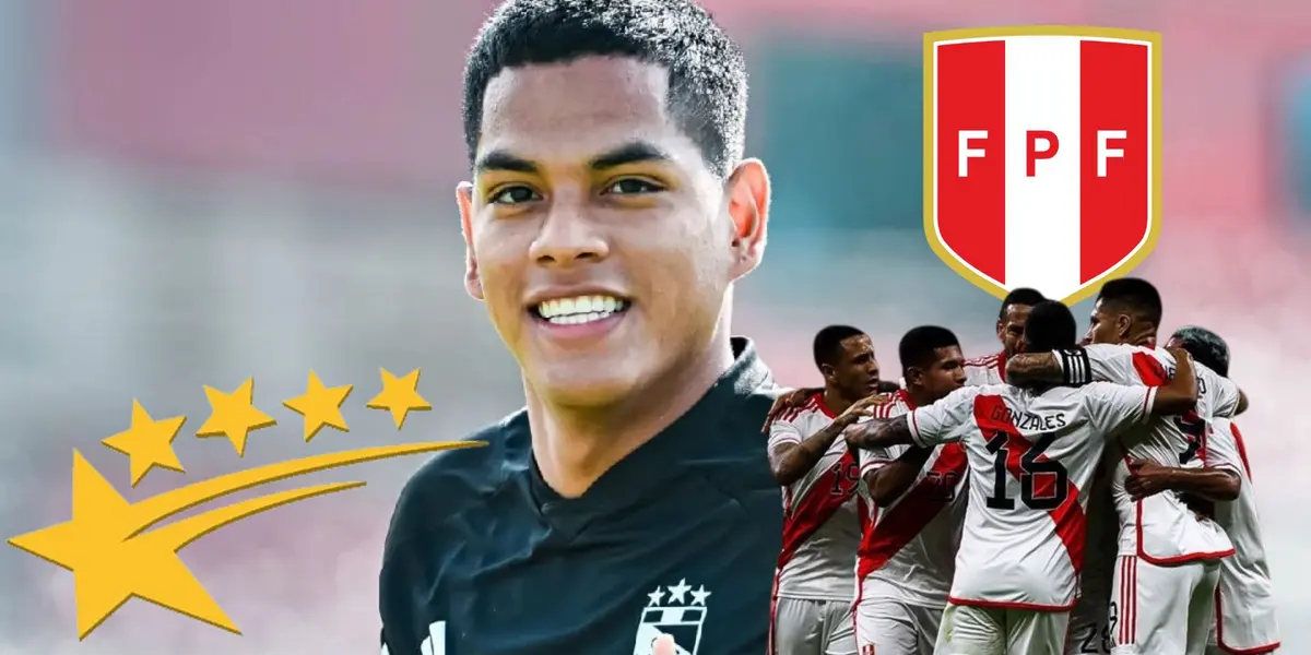 Joao Grimaldo y debajo la Selección Peruana