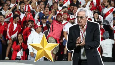 Jorge Fossati aplaudiendo e hinchas de la Selección Peruana gritando (Foto: Selección Peruana)