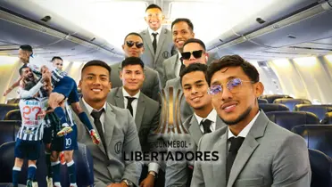 Jugadores de Universitario de Deportes en el avión y al lado Alianza Lima celebrando