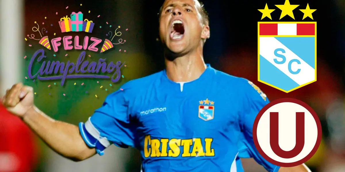 Luis Alberto Bonnet celebrando uno de sus tantos goles con Sporting Cristal