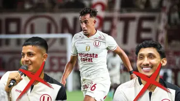 Martín Pérez Guedes jugado para Universitario de Deportes, debajo Jairo Concha y Christofer Gonzáles