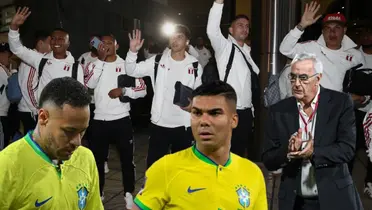 Neymar y Casemiro triste, Fossati aplaudiendo y la Bicolor saludando (Foto: Selección Peruana) 