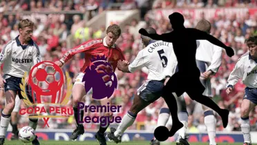 Una acción de juego entre Manchester United vs Tottenham en la temporada 2000/2001