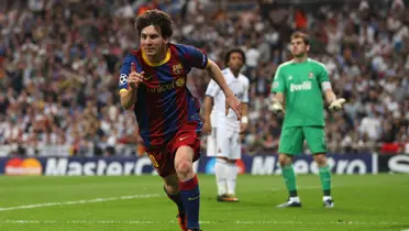 Lionel Messi festejando un gol contra Real Madrid