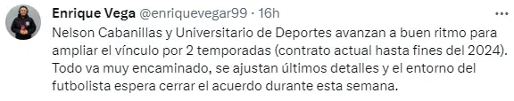 Nelson Cabanillas se quedaría en la U