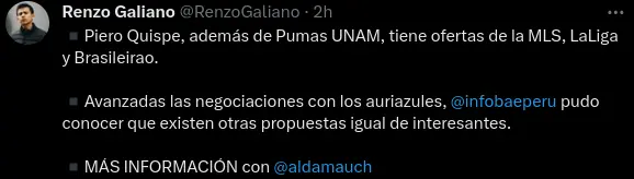 Quispe podría jugar en otra parte