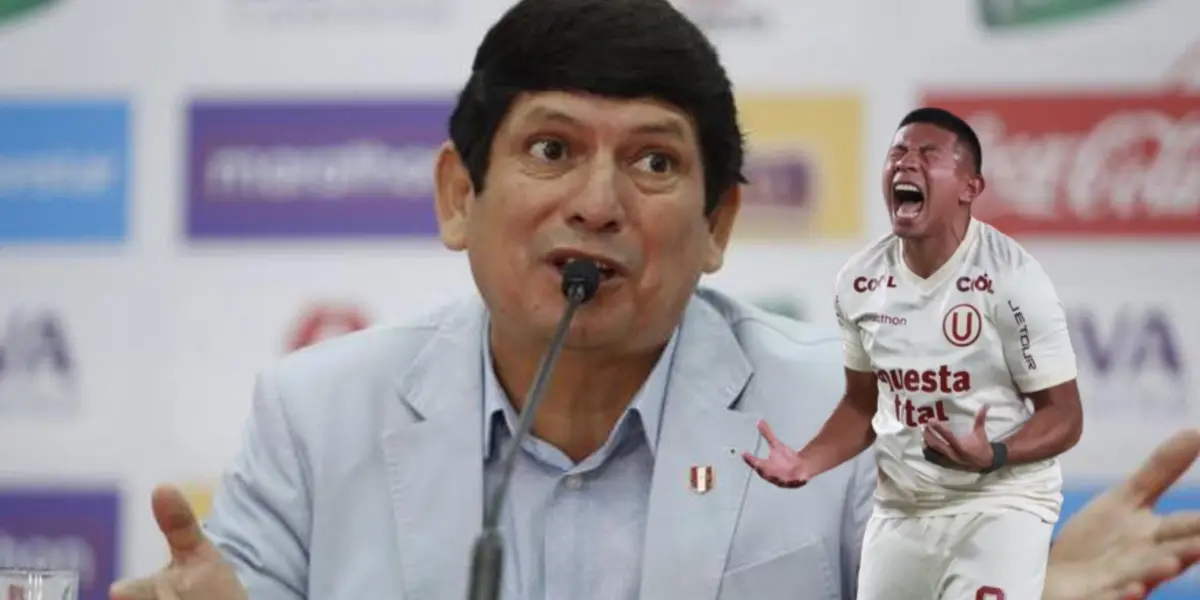 Agustín Lozano hablando con la prensa y Edison Flores gritando